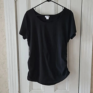 Oh! Mamma Black Cotton Side Ruching Maternity Tee XL
